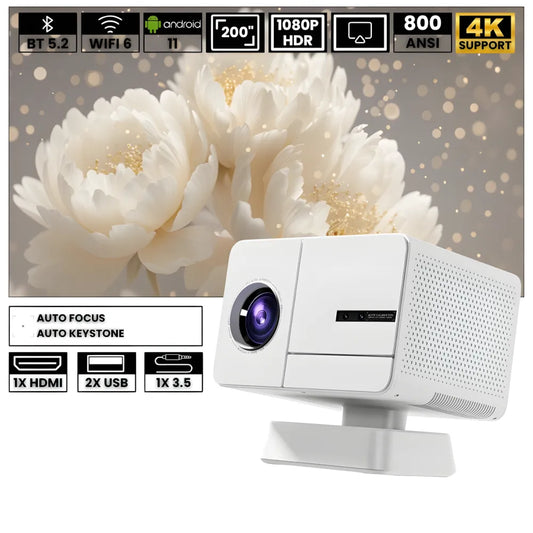 Proiettore home cinema Full HD 1080p: Android 11, 800 ANSI lumen, autofocus, Wi-Fi e Bluetooth per immagini grandi e nitide ovunque