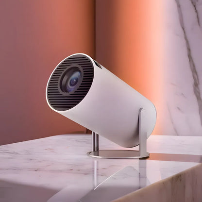 Mini proiettore HD portatile Android: base rotante 180°, autofocus, WiFi 6, Bluetooth e proiezione su muro o soffitto fino a 135”
