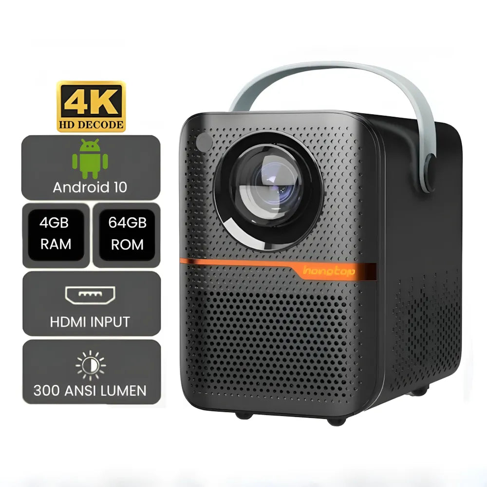 Mini proiettore portatile Android: 300 ANSI lumen, autofocus motorizzato, compatibile 6K, Wi-Fi e Bluetooth 5.3 per cinema ovunque