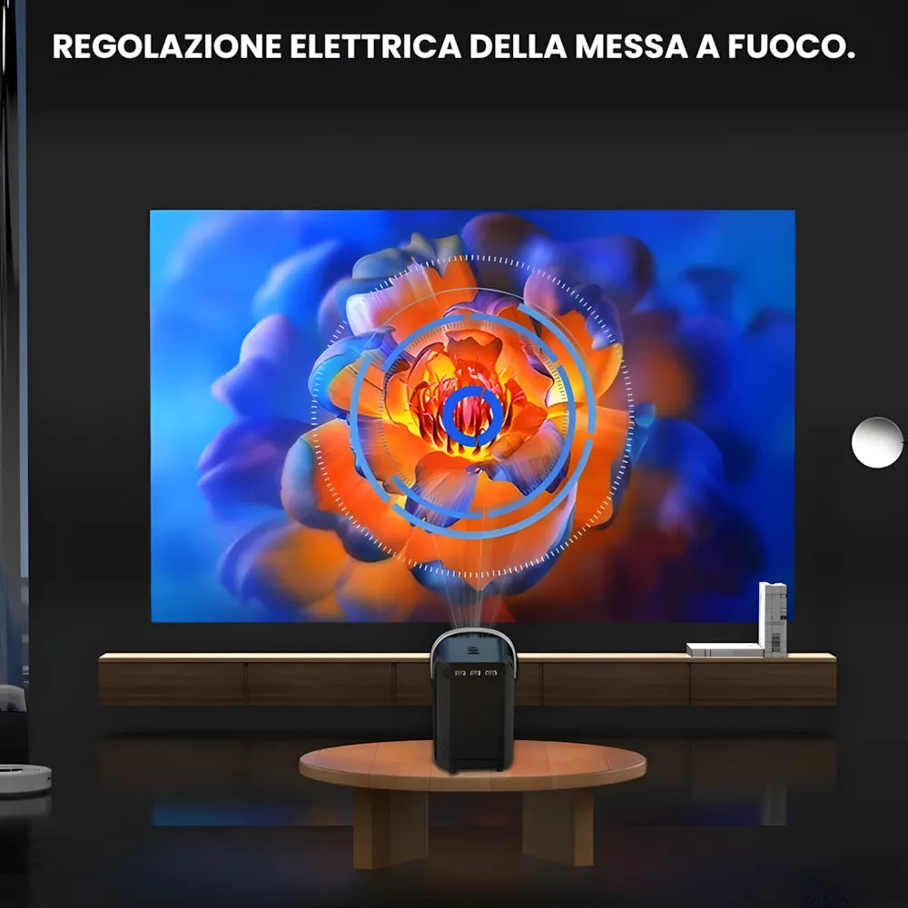 Mini proiettore portatile Android: 300 ANSI lumen, autofocus motorizzato, compatibile 6K, Wi-Fi e Bluetooth 5.3 per cinema ovunque