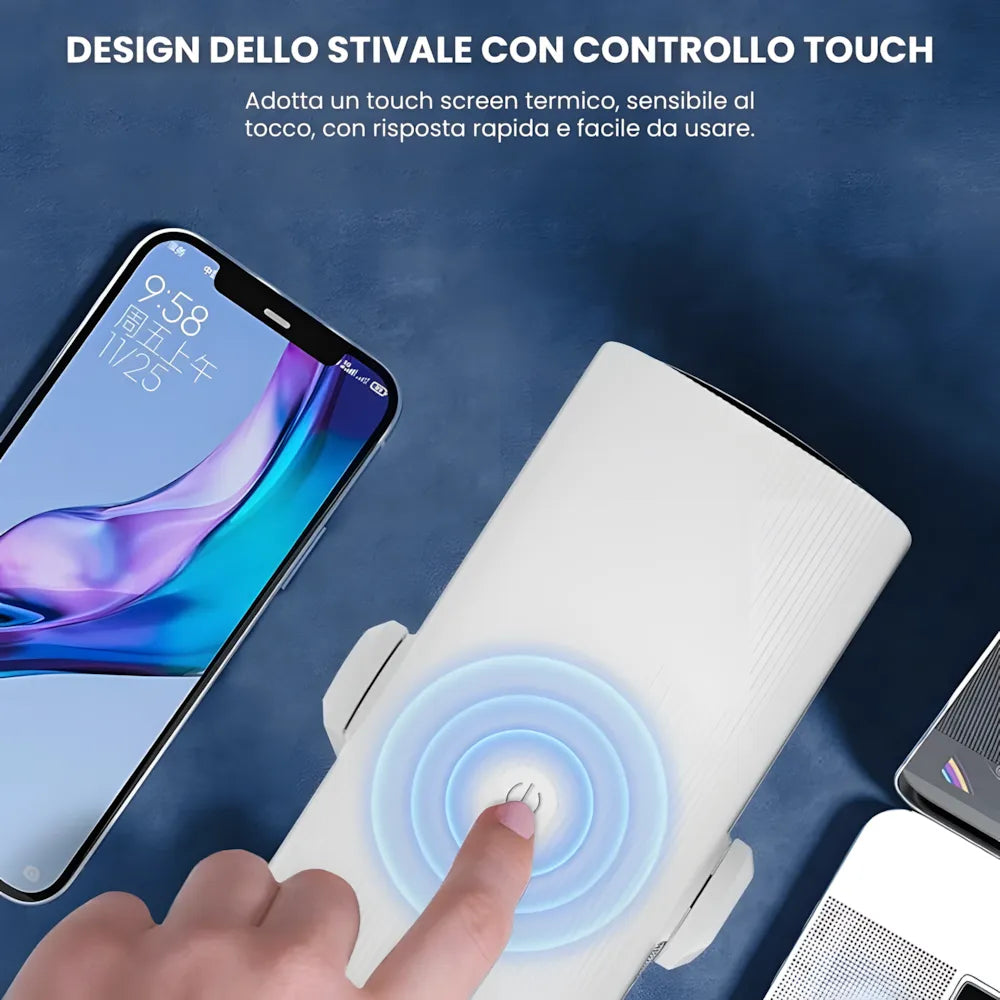 Proiettore Portatile Flessibile Android 11 – Angolo 230°, Autofocus, Batteria, WiFi 5G, Bluetooth 5.2, Audio 10W