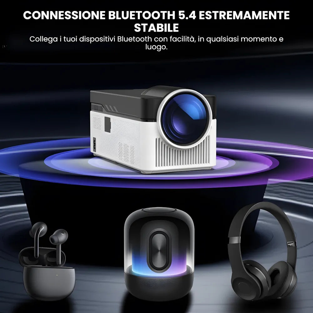 Proiettore home cinema ultra corta focale Full HD: Android 11, 900 ANSI lumen, autofocus, Wi-Fi 6 e immagine gigante a pochi centimetri dal muro