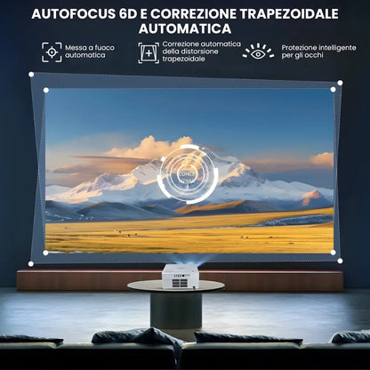 Proiettore home cinema Full HD 1200 ANSI: Android 13, autofocus 6D, Wi-Fi 6 e streaming Netflix/Disney+ senza limiti