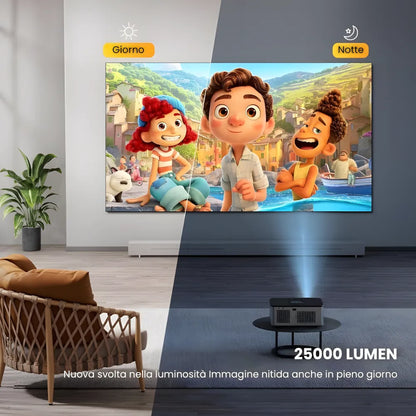 Proiettore home cinema Full HD 1100 ANSI: Android 9.0, autofocus, Wi-Fi 5G, Bluetooth 5.1 per streaming, gaming e cinema senza limiti