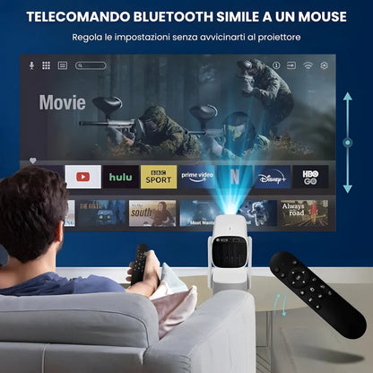 Proiettore Portatile Flessibile Android 11 – Angolo 230°, Autofocus, Batteria, WiFi 5G, Bluetooth 5.2, Audio 10W