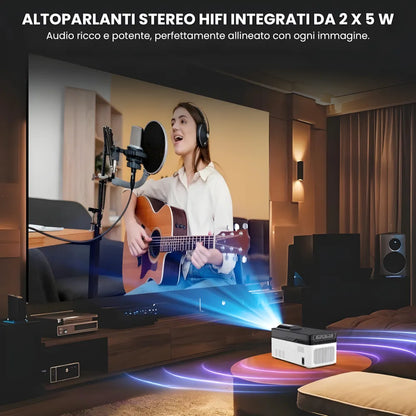 Proiettore home cinema ultra corta focale Full HD: Android 11, 900 ANSI lumen, autofocus, Wi-Fi 6 e immagine gigante a pochi centimetri dal muro