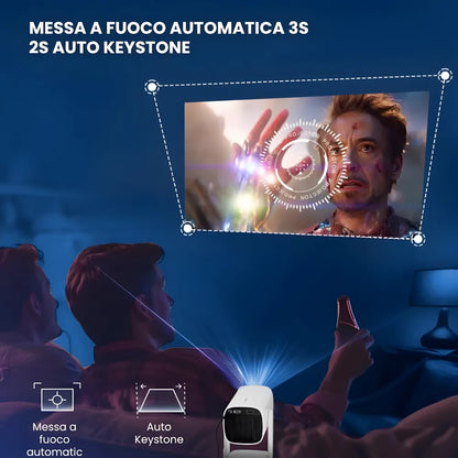 Proiettore Portatile Flessibile Android 11 – Angolo 230°, Autofocus, Batteria, WiFi 5G, Bluetooth 5.2, Audio 10W