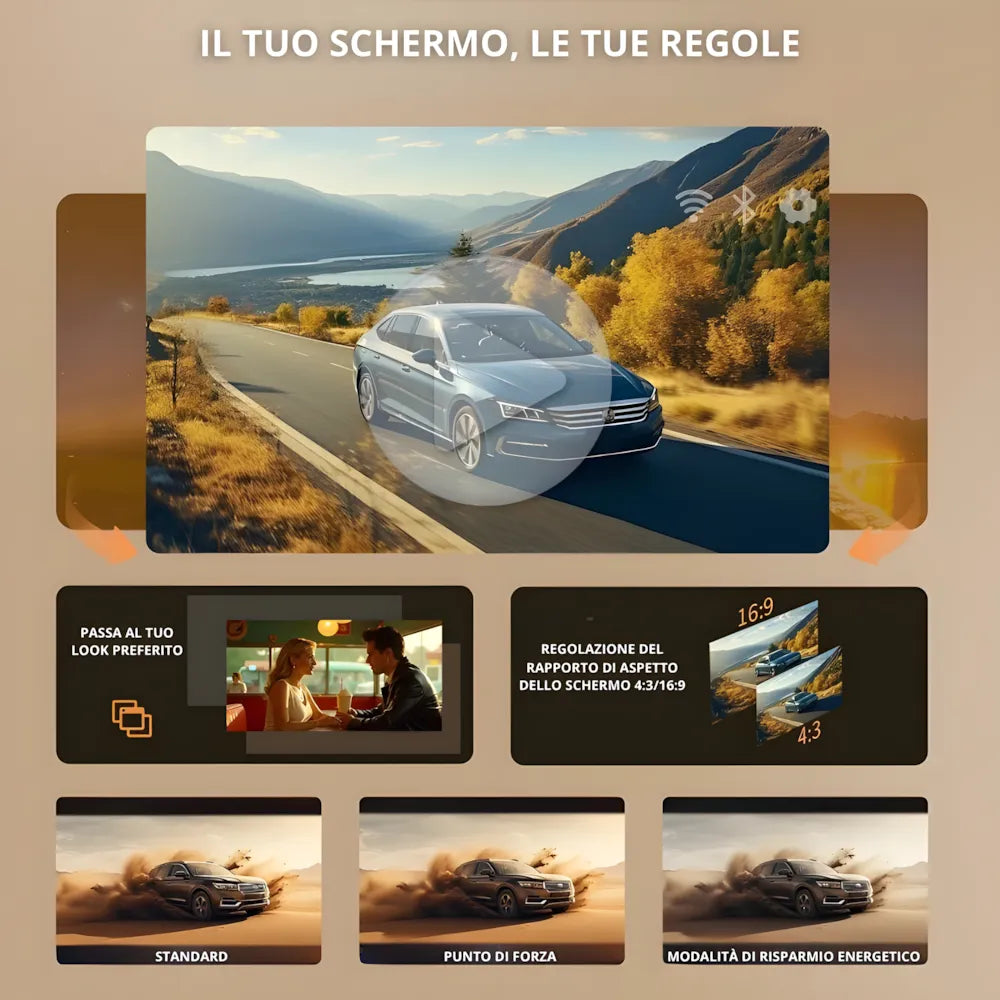 Proiettore portatile Full HD Android 11: autofocus, Wi-Fi 6, Bluetooth 5.2 supporto 180°, 420 ANSI lumen e streaming fino a 300 pollici ovunque
