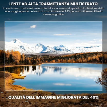 Proiettore portatile intelligente Full HD: cinema ovunque senza cavi, Android 11, WiFi 6 e autofocus per immagini perfette