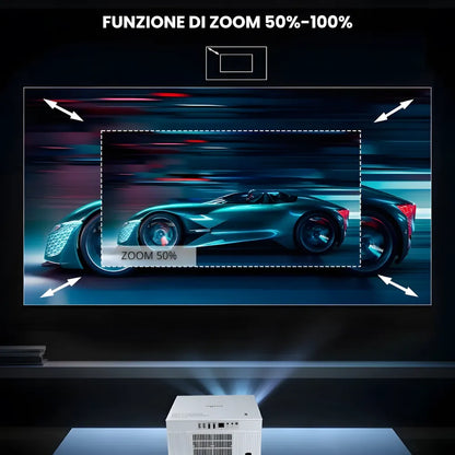 Proiettore home cinema Full HD 1200 ANSI: Android 13, autofocus 6D, Wi-Fi 6 e streaming Netflix/Disney+ senza limiti