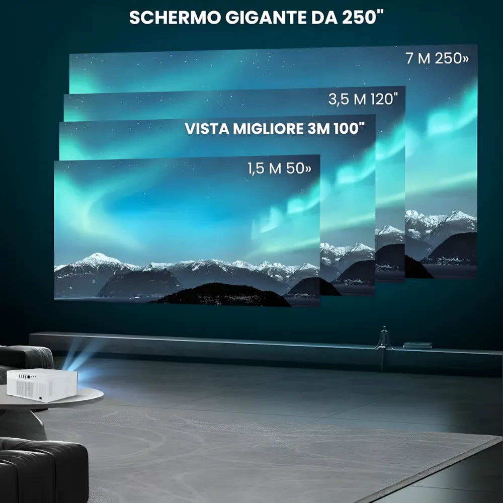 Proiettore home cinema Full HD 1200 ANSI: Android 13, autofocus 6D, Wi-Fi 6 e streaming Netflix/Disney+ senza limiti