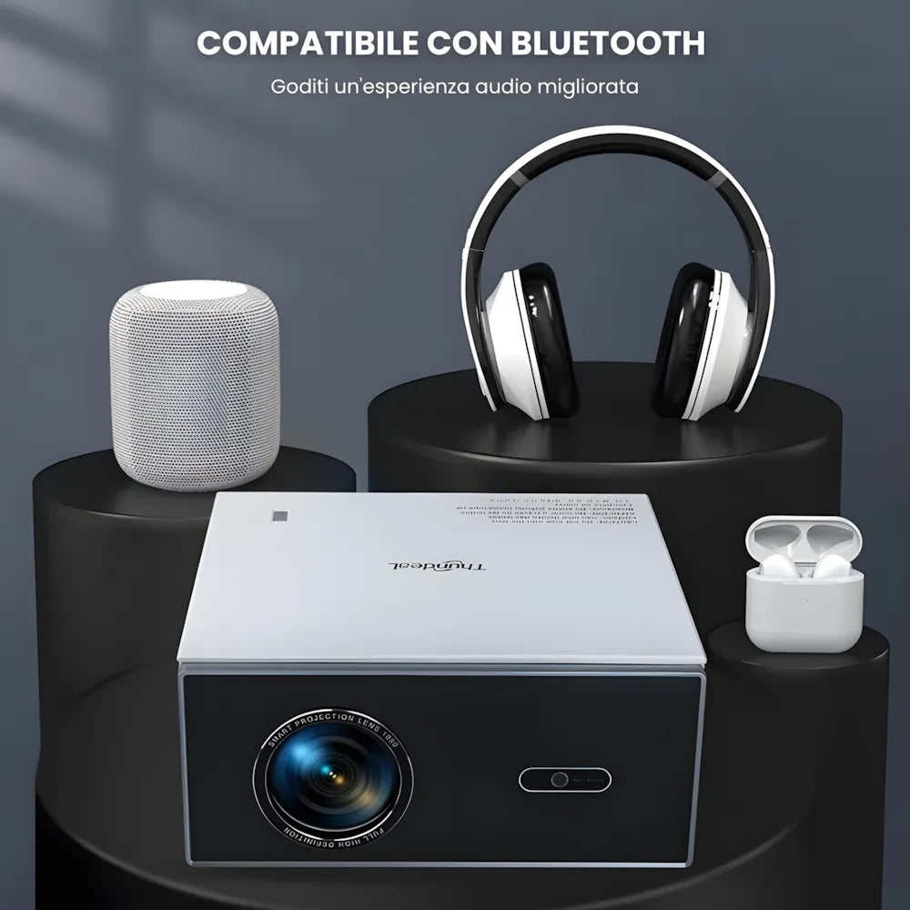 Proiettore home cinema Full HD 1200 ANSI: Android 13, autofocus 6D, Wi-Fi 6 e streaming Netflix/Disney+ senza limiti