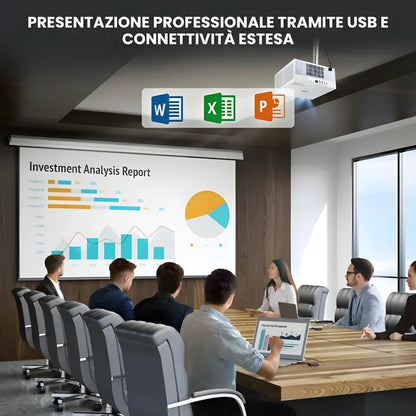 Proiettore home cinema Full HD 1200 ANSI: Android 13, autofocus 6D, Wi-Fi 6 e streaming Netflix/Disney+ senza limiti
