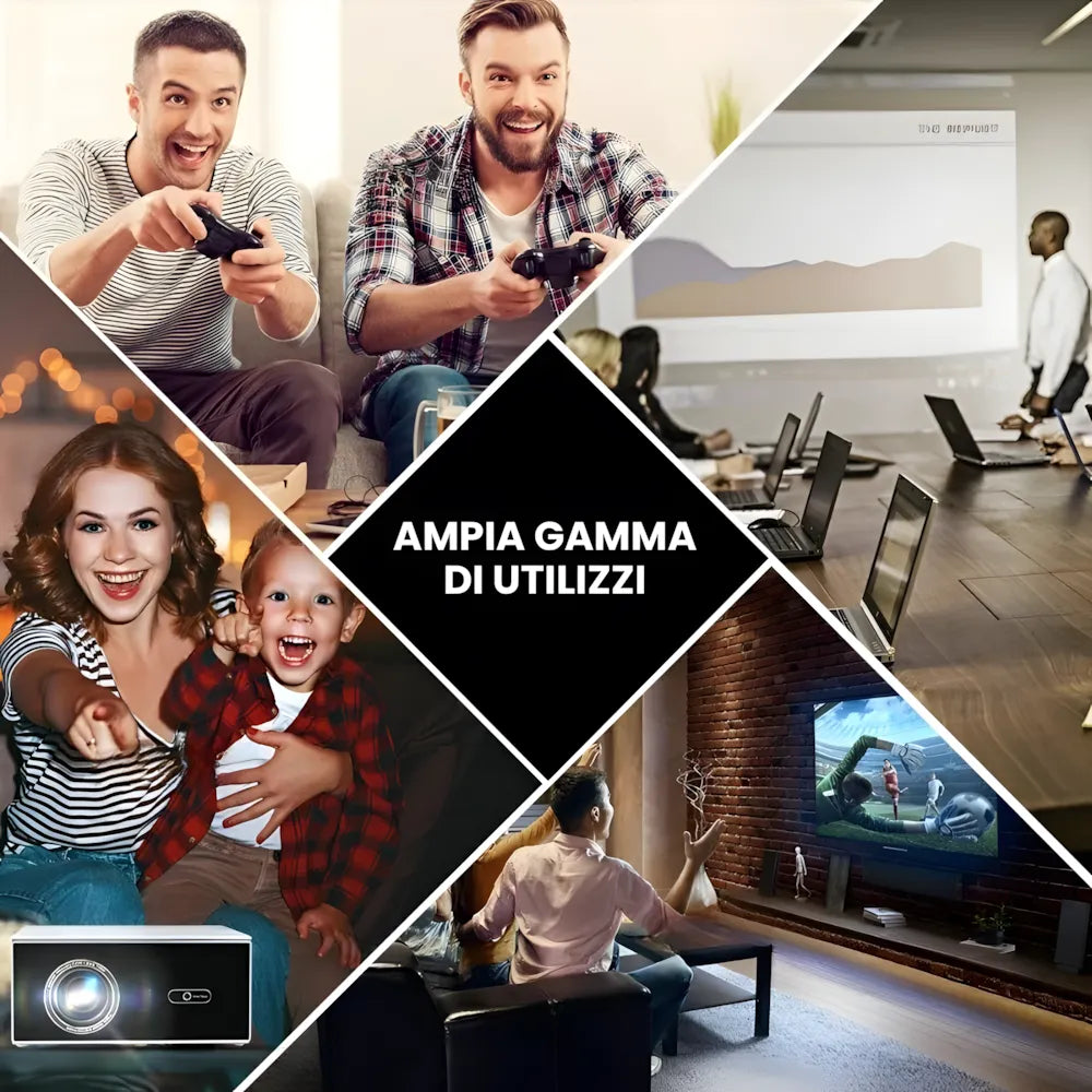 Proiettore home cinema Full HD 1200 ANSI: Android 13, autofocus 6D, Wi-Fi 6 e streaming Netflix/Disney+ senza limiti