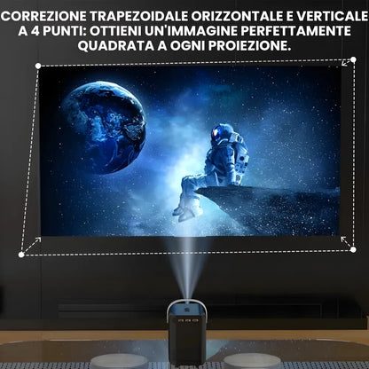 Mini proiettore portatile Android: 300 ANSI lumen, autofocus motorizzato, compatibile 6K, Wi-Fi e Bluetooth 5.3 per cinema ovunque
