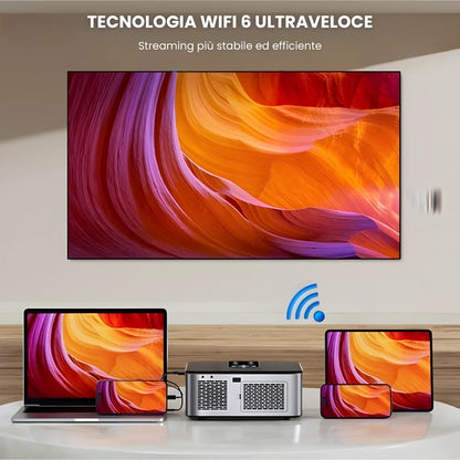 Proiettore home cinema Full HD 1100 ANSI: Android 9.0, autofocus, Wi-Fi 5G, Bluetooth 5.1 per streaming, gaming e cinema senza limiti