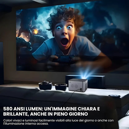 Proiettore Full HD Android con WiFi 6 e Autofocus: Cinema a casa in pochi secondi