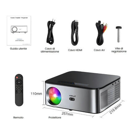 Proiettore home cinema Full HD 1100 ANSI: Android 9.0, autofocus, Wi-Fi 5G, Bluetooth 5.1 per streaming, gaming e cinema senza limiti