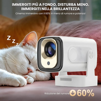 Proiettore portatile intelligente Full HD: cinema ovunque senza cavi, Android 11, WiFi 6 e autofocus per immagini perfette
