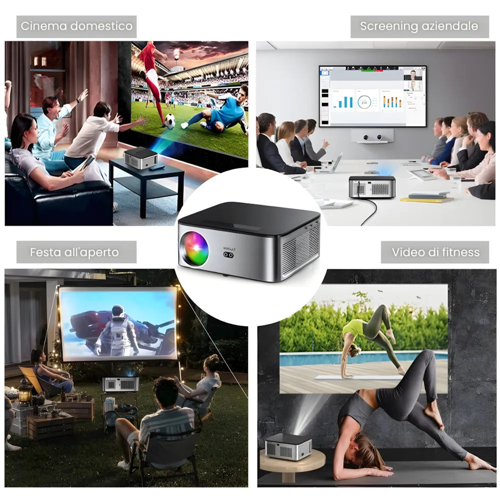 Proiettore home cinema Full HD 1100 ANSI: Android 9.0, autofocus, Wi-Fi 5G, Bluetooth 5.1 per streaming, gaming e cinema senza limiti