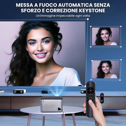 Proiettore Full HD Android con WiFi 6 e Autofocus: Cinema a casa in pochi secondi