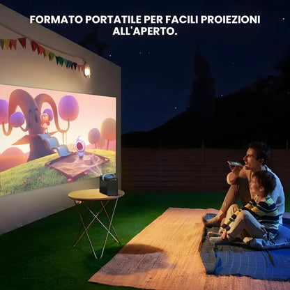Mini proiettore portatile Android: 300 ANSI lumen, autofocus motorizzato, compatibile 6K, Wi-Fi e Bluetooth 5.3 per cinema ovunque