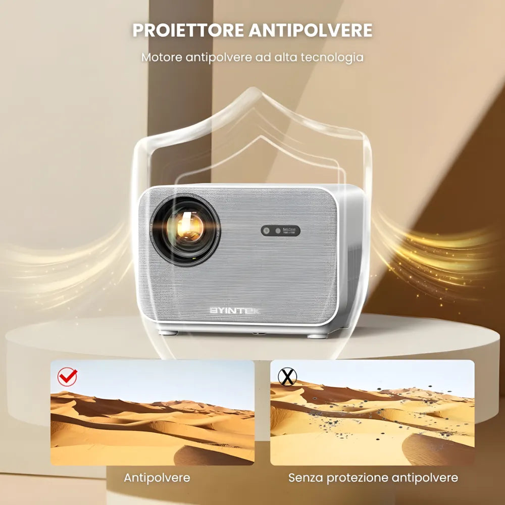 Proiettore Full HD Android: autofocus, Wi-Fi 6, Bluetooth 5.2 e streaming wireless fino a 300 pollici senza TV
