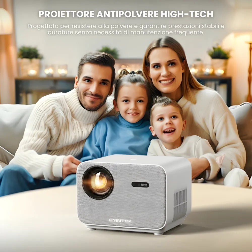 Proiettore Full HD Android: autofocus, Wi-Fi 6, Bluetooth 5.2 e streaming wireless fino a 300 pollici senza TV