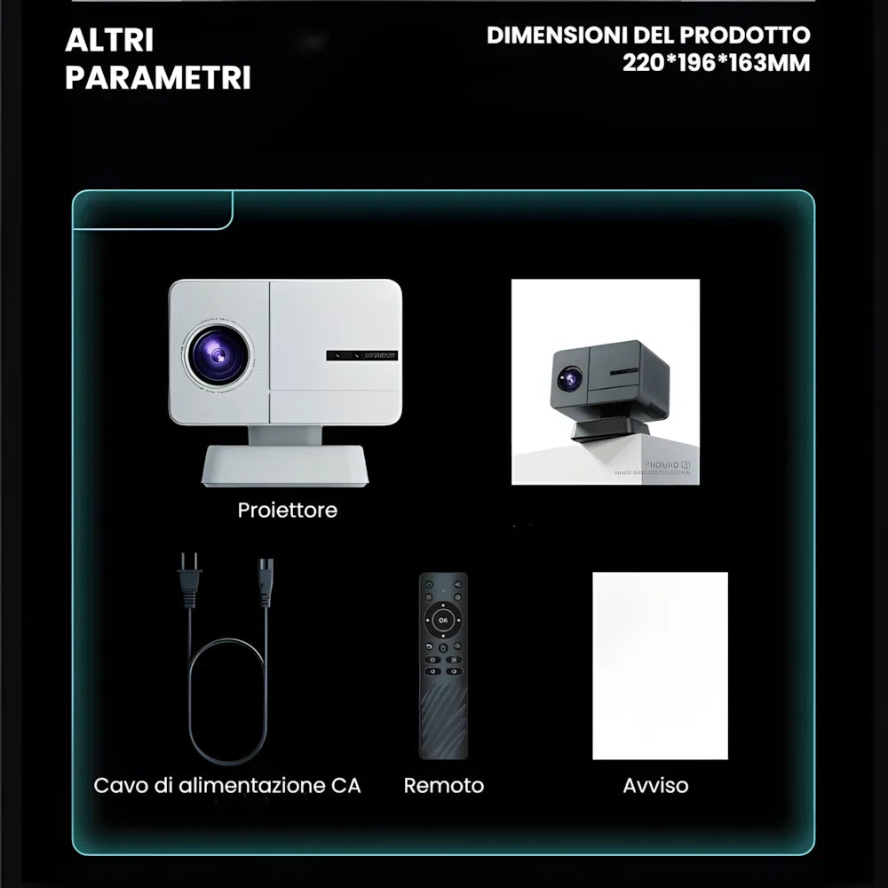 Proiettore home cinema Full HD 1080p: Android 11, 800 ANSI lumen, autofocus, Wi-Fi e Bluetooth per immagini grandi e nitide ovunque