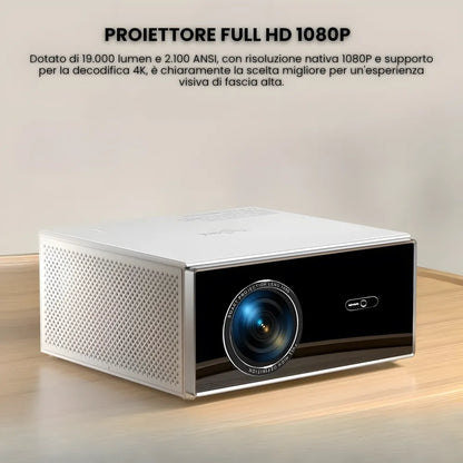 Proiettore home cinema Full HD 1200 ANSI: Android 13, autofocus 6D, Wi-Fi 6 e streaming Netflix/Disney+ senza limiti
